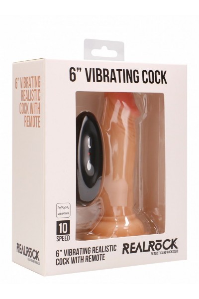 Телесный вибратор-реалистик Vibrating Realistic Cock 6  - 15 см.