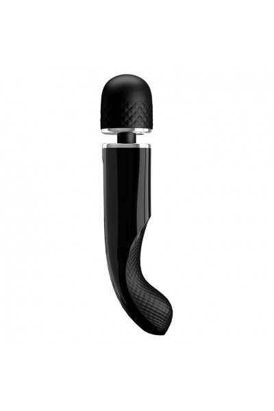 Черный мощный жезловый вибратор с изогнутой ручкой Charming Massager - 24 см.