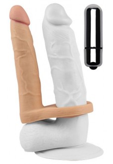 Телесная вибронасадка для двойного проникновения The Ultra Soft Double-Vibrating - 15,8 см.