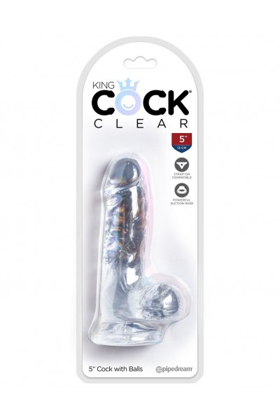 Прозрачный фаллоимитатор King Cock Clear 5  Cock with Balls - 15,2 см.