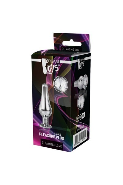 Серебристая анальная пробка с кристаллом Silver Pleasure Plug S - 9 см.