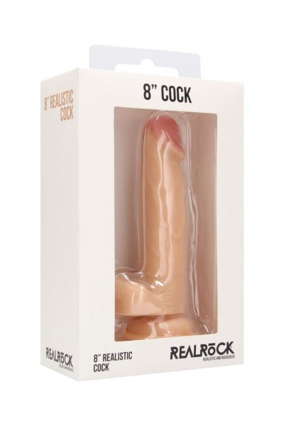 Телесный фаллоимитатор Realistic Cock 8  With Scrotum - 20 см.