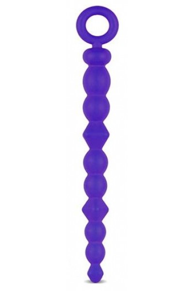 Синяя силиконовая анальная цепочка SILICONE BEADS INDIGO - 24,6 см.