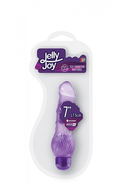 Фиолетовый гелевый вибратор JELLY JOY 7INCH 10 RHYTHMS PURPLE - 17,5 см.