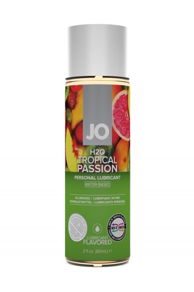 Лубрикант на водной основе с ароматом тропических фруктов JO Flavored Tropical Passion - 60 мл.