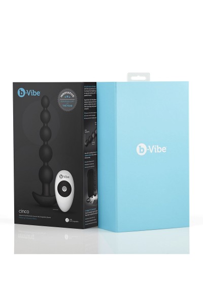 Черные анальные бусы с 3 моторами B-Vibe Cinco Anal Beads - 20,5 см.