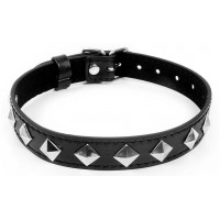 Черный ошейник с серебристыми ромбиками
