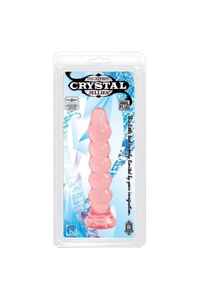 Анальная елочка из розового геля Crystal Jellies Anal Plug Bumps - 15,2 см.