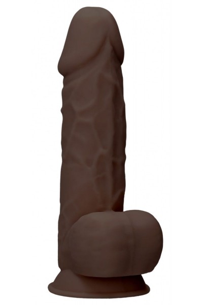 Коричневый фаллоимитатор Silicone Dildo With Balls - 21,6 см.