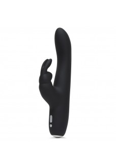 Черный вибратор с клиторальным отростком Greedy Girl Slimline Rabbit Vibrator - 22,8 см.