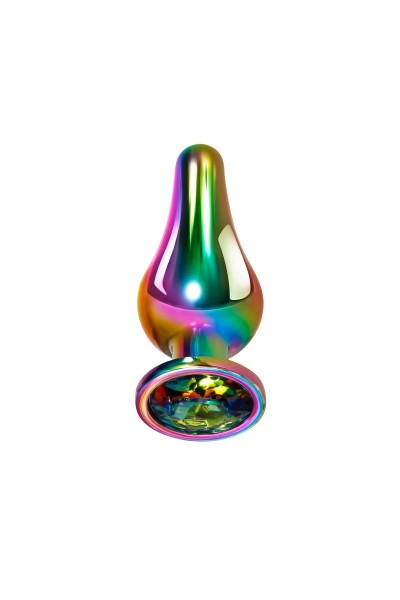 Радужная анальная пробка Rainbow Metal Plug Small - 9,4 см.