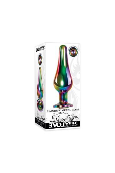 Радужная анальная пробка Rainbow Metal Plug Small - 9,4 см.