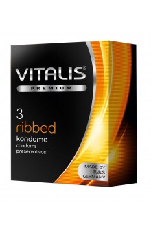 Ребристые презервативы VITALIS PREMIUM ribbed - 3 шт.