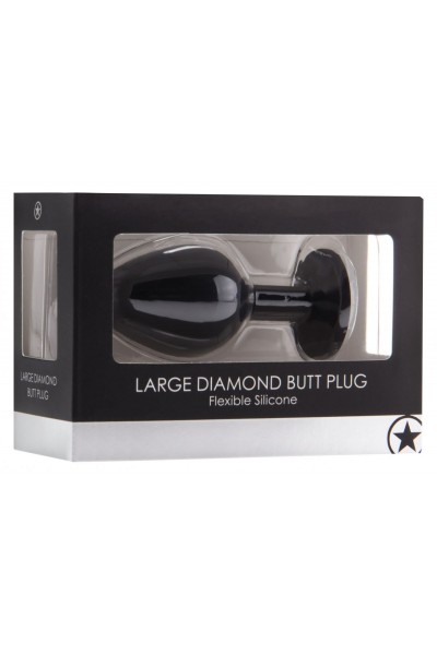 Черная анальная пробка с прозрачным кристаллом Diamond Butt Plug - 7,3 см.