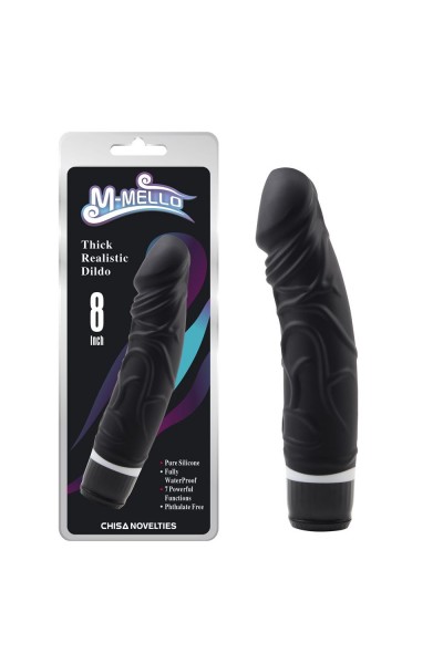 Черный вибратор-реалистик Thick Realistic Dildo - 19,5 см.