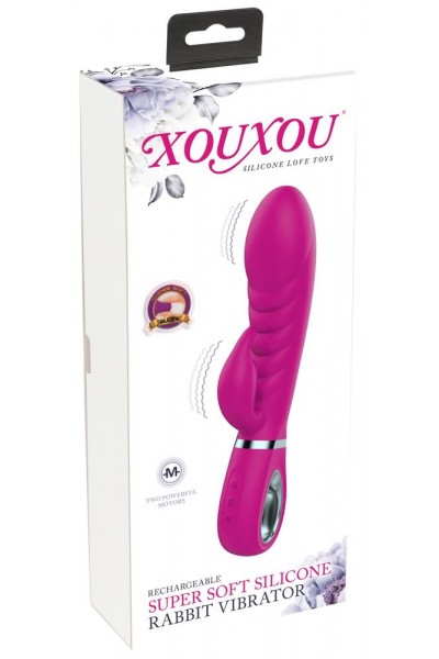 Лиловый вибратор-кролик Super Soft Silicone Rabbit Vibrator - 20,2 см.