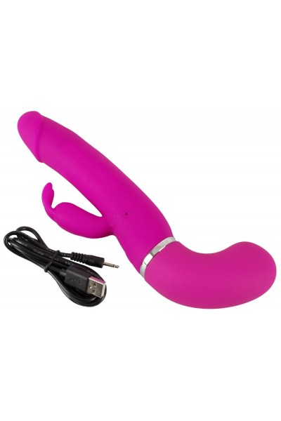 Лиловый вибратор-кролик с функцией сквирта Cumshot Rabbit Vibrator - 24 см.