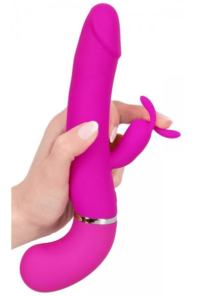 Лиловый вибратор-кролик с функцией сквирта Cumshot Rabbit Vibrator - 24 см.