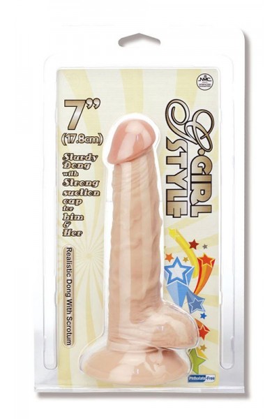 Телесный фаллоимитатор на присоске G-GIRL STYLE 7INCH DONG WITH SUCTION CAP - 17,8 см.