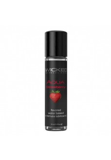 Лубрикант с ароматом клубники Wicked Aqua Strawberry - 30 мл.