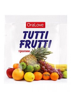 Пробник гель-смазки Tutti-frutti со вкусом тропических фруктов - 4 гр.