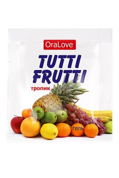 Пробник гель-смазки Tutti-frutti со вкусом тропических фруктов - 4 гр.