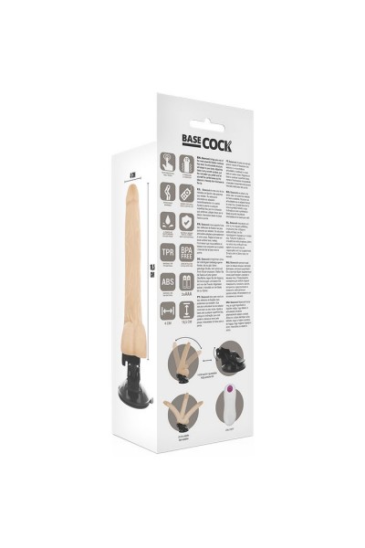 Телесный вибратор на мощной присоске Basecock Realistic Vibrator Remote Control - 18,5 см.