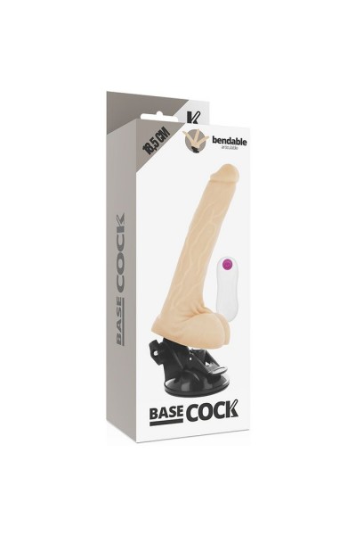 Телесный вибратор на мощной присоске Basecock Realistic Vibrator Remote Control - 18,5 см.