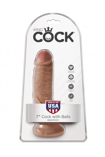 Фаллоимитатор-мулат с мошонкой 7  Cock with Balls - 19,4 см.