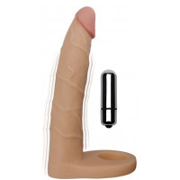 Телесная насадка-вибратор для двойного проникновения - 17 см.