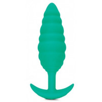 Зеленый ребристый анальный виброплаг Twist - 15,3 см.