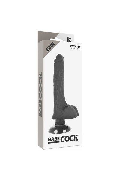 Черный вибратор на присоске Basecock Realistic Vibrator 2in1 - 18,5 см.