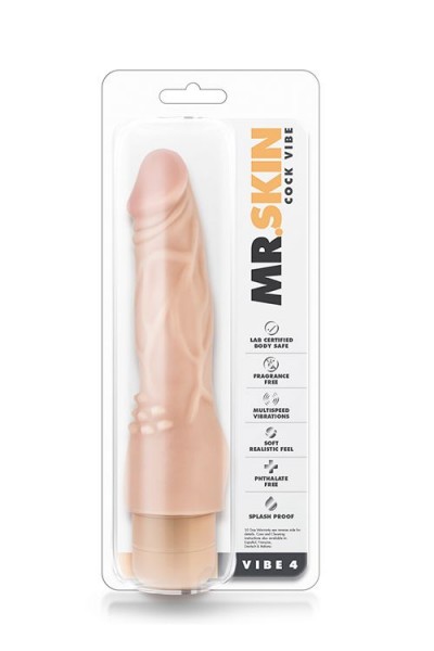 Телесный вибратор-реалистик с шипиками в основании Mr. Skin Cock Vibe 4 - 20,3 см.