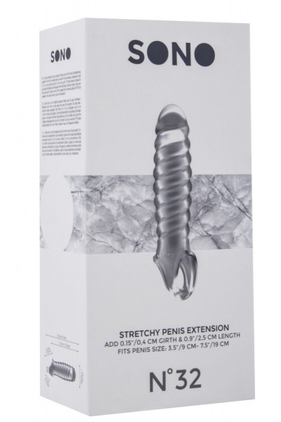 Прозрачная ребристая насадка Stretchy Penis Extension No.32