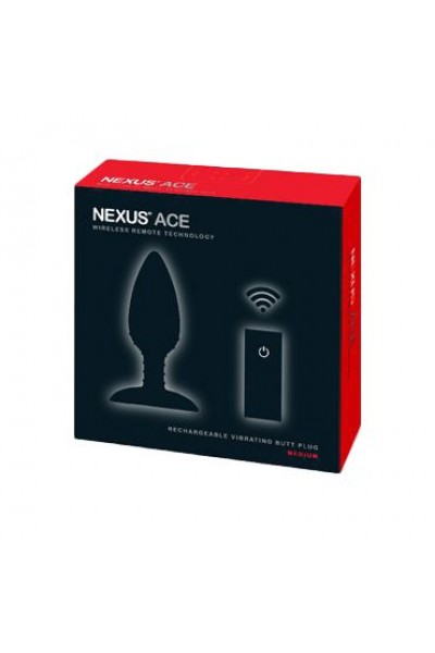 Чёрная вибровтулка NEXUS ACE MEDIUM с дистанционным управлением - 12 см.