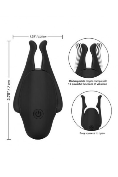 Черные виброзажимы для сосков Nipple Play Rechargeable Nipplettes