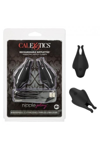 Черные виброзажимы для сосков Nipple Play Rechargeable Nipplettes