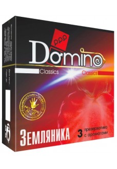 Ароматизированные презервативы Domino  Земляника  - 3 шт.