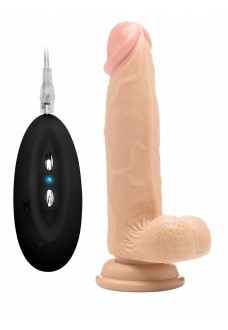 Телесный вибратор-реалистик Vibrating Realistic Cock 8  With Scrotum - 20 см.