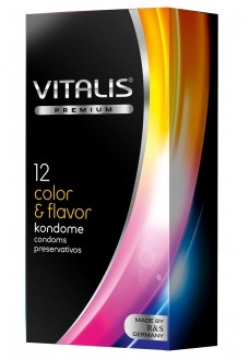 Цветные ароматизированные презервативы VITALIS PREMIUM color   flavor - 12 шт.