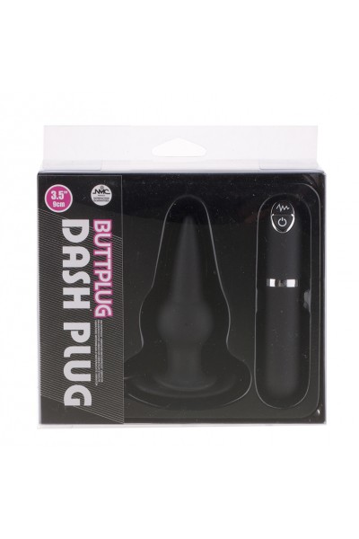 Черная вибровтулка Dash Butt Plug With Mini Controller III - 9 см.