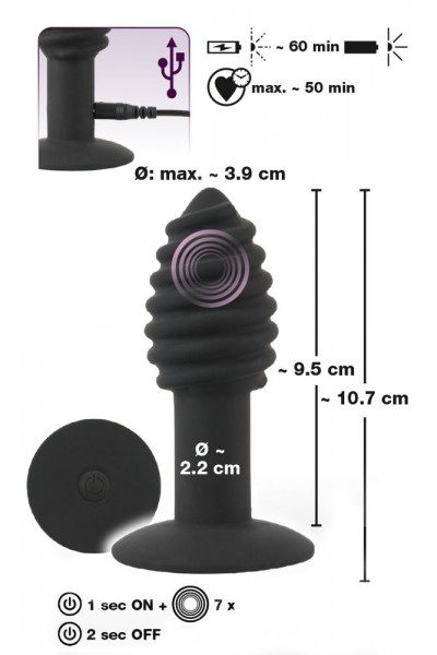 Черная анальная вибропробка Twist Butt Plug - 10,7 см.