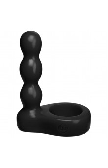 Черный анальный стимулятор с силиконовым кольцом Platinum Premium Silicone - The Double Dip 2 - Black