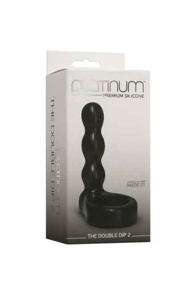 Черный анальный стимулятор с силиконовым кольцом Platinum Premium Silicone - The Double Dip 2 - Black