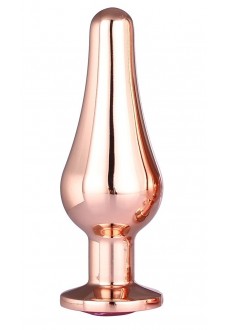 Золотистая анальная пробка с кристаллом Rose Gold Pleasure Plug S - 9 см.