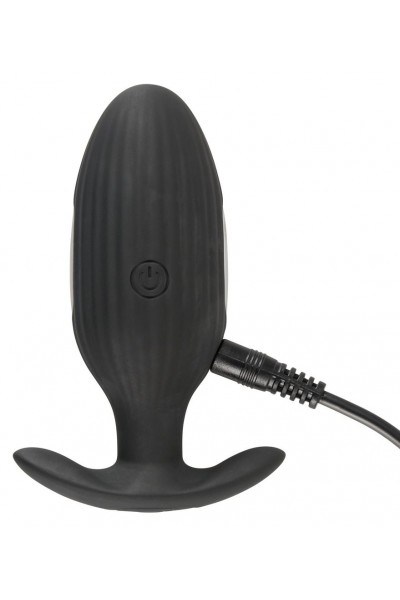 Черная анальная втулка с вибрацией и электростимуляцией Vibrating E-Stim Butt Plug - 9,2 см.