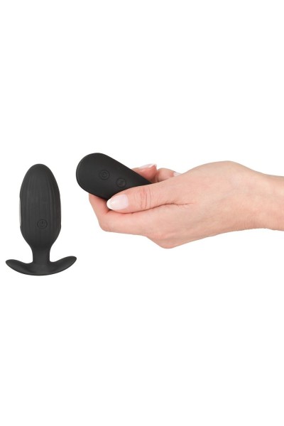 Черная анальная втулка с вибрацией и электростимуляцией Vibrating E-Stim Butt Plug - 9,2 см.