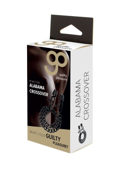 Чёрные зажимы на соски Alabama Crossover Nipple Clamps с цепью