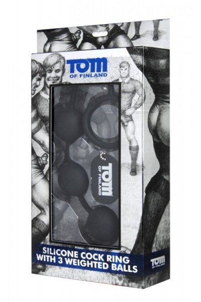 Анальные шарики Tom of Finland Silicone Cock Ring with 3 Weighted Balls