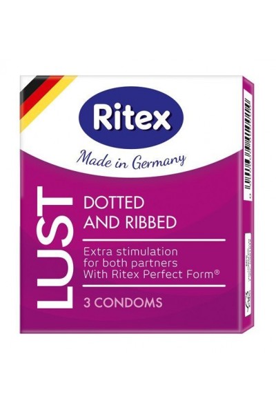 Рифленые презервативы RITEX LUST с пупырышками - 3 шт.